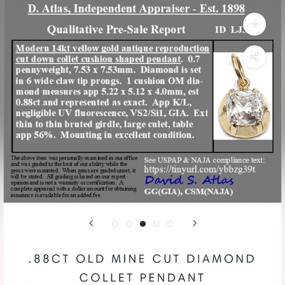 Antique old mine cut diamond collet setting necklace 14kt gold - Picture 7 of 8